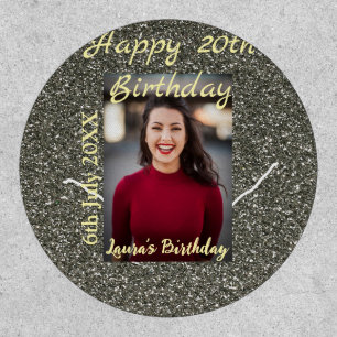 Silverglitter photo 20th birthday add name date patch