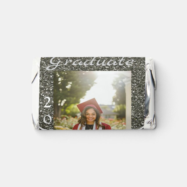 Silverglitter photo graduation add name class text hershey's miniatures (Front)