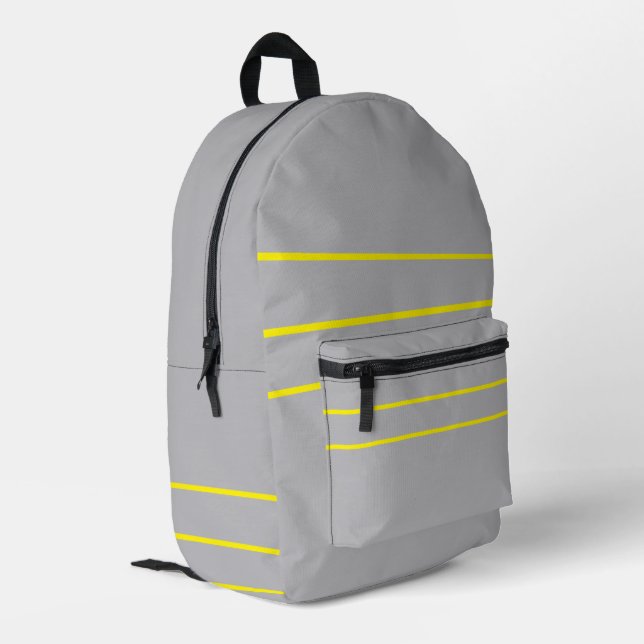  SilverGray With Yellow  Printed Backpack (Back Corner Left)