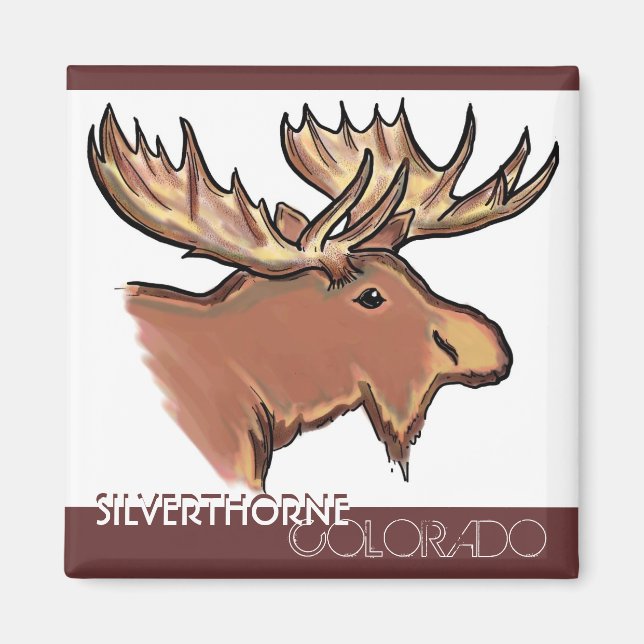 Silverthorne Colorado brown theme moose magnet (Front)