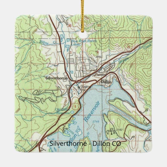 Silverthorne Colorado Topo Map Ceramic Ornament (Back)