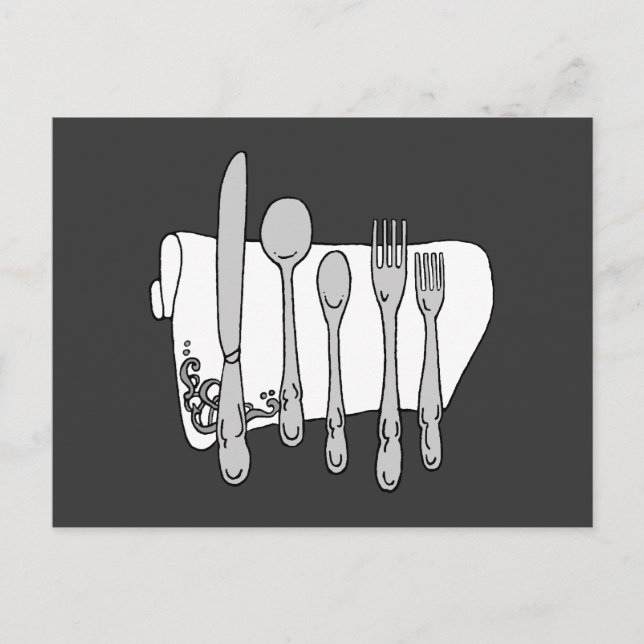 Silverware Black White Art Postcard (Front)