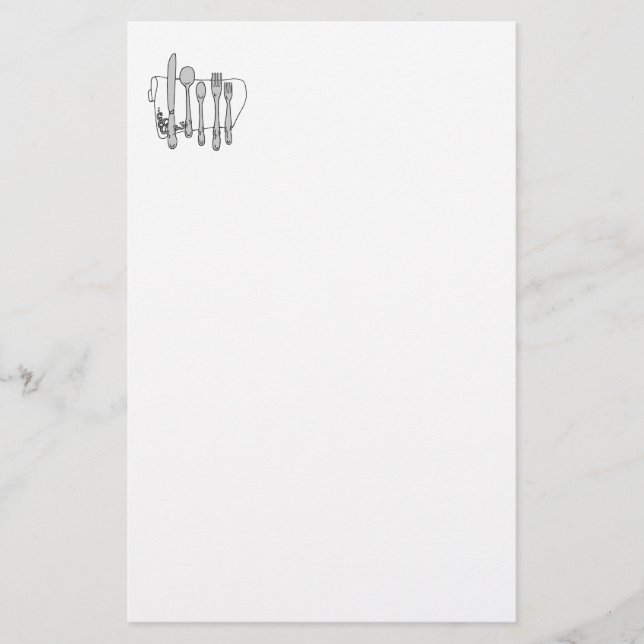 Silverware Black White Art Stationery (Front)