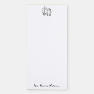 Silverware Black White Design 4.25" X 9" Magnetic Notepad