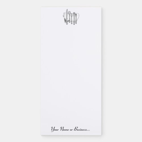 Silverware Black White Design 4.25" X 9" Magnetic Notepad