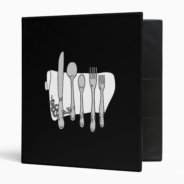 Silverware Black White Design Binder (Front/Inside)