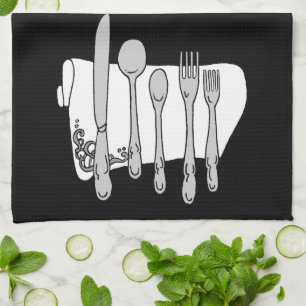Silverware Black White Design Towel