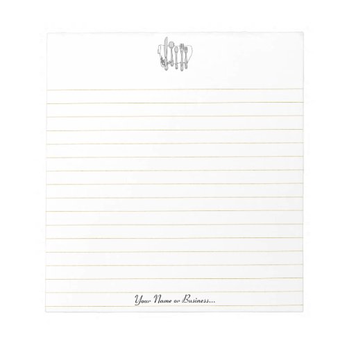 Silverware Black White Editable 5.5" x 6" Lined Notepad