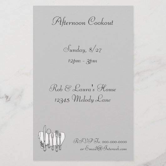 Silverware Custom Invitation Flyer Template (Back)