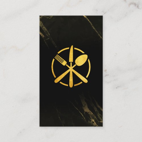 Silverware Gold Logo  Black Marble Business Card