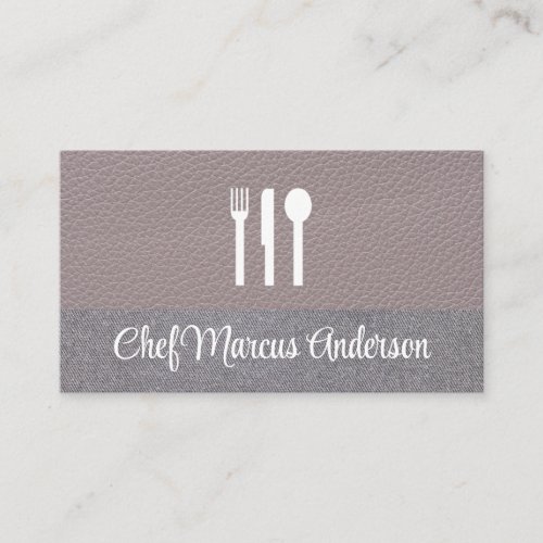 Silverware Icon  Leather  Linen Business Card
