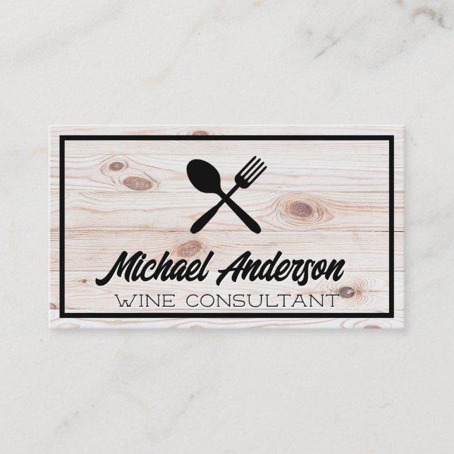 Silverware Logo | Wooden Board Business Card (Front)