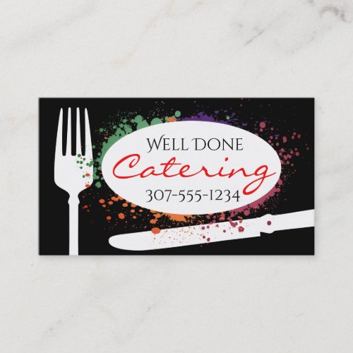 Silverware splash chef catering business cards