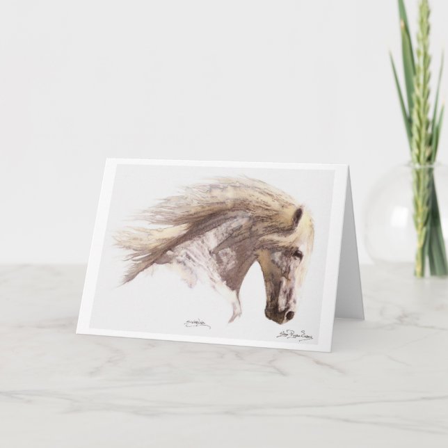 "SILVERWIND" Pegasus White Horse Greeting-cards Card (Front)