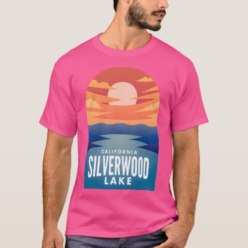 Silverwood Lake CA Retro Sunset T_Shirt