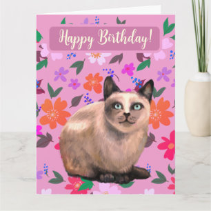 Silvery cat floral card