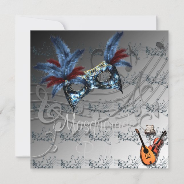 Silvery Colors Masquerade Ball Invitation (Front)