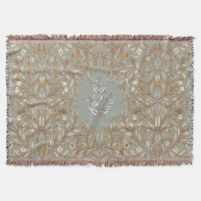 Silvery Eucalyptus Throw Blanket (Front)