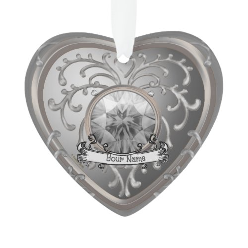 Silvery Faux Jewel Heart  fairy ornament