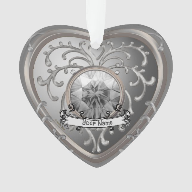 Silvery Faux Jewel Heart  fairy ornament (Front)