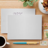 Silvery Gray and Purple Glitter Polka Dot 5x7 Envelope (Desk)