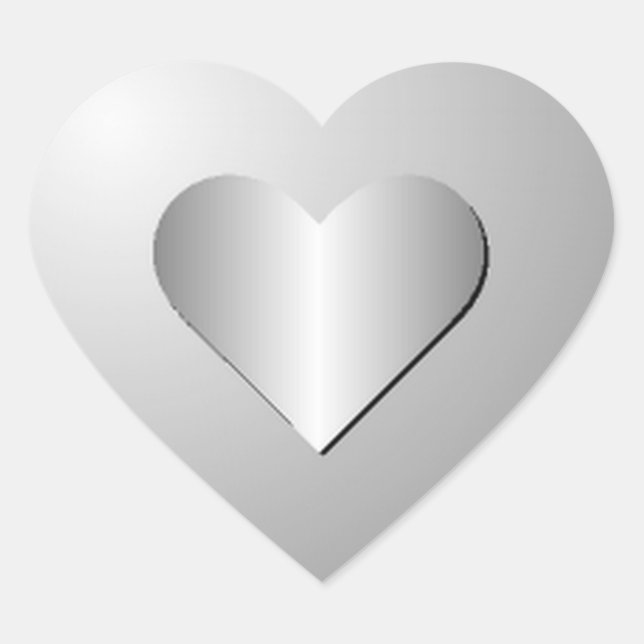 Silvery - Gray Heart Stickers (Front)