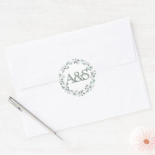 Silvery Green Eucalyptus Wedding Classic Round Sticker
