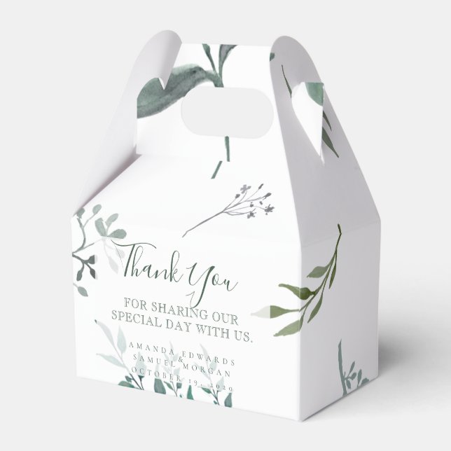 Silvery Green Eucalyptus Wedding Favor Boxes (Front Side)