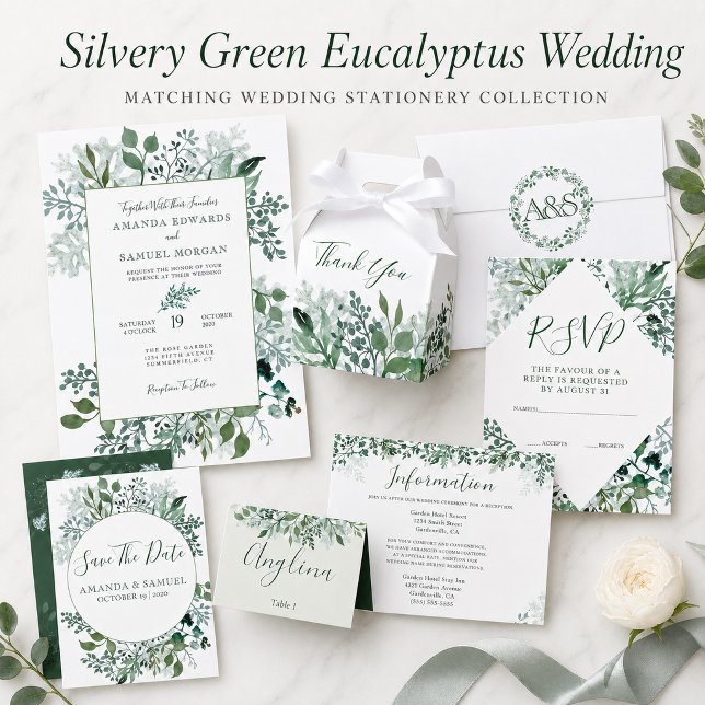 Silvery Green Eucalyptus Wedding Invitation (Creator Uploaded)