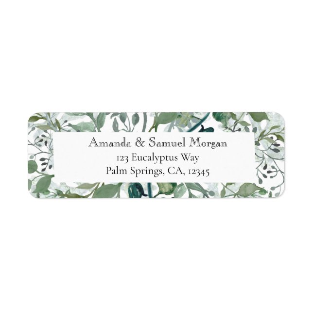 Silvery Green Eucalyptus Wedding Save The Date Label (Front)