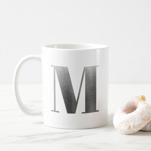 Silvery Grey Faux Foil Monogram M Coffee Mug