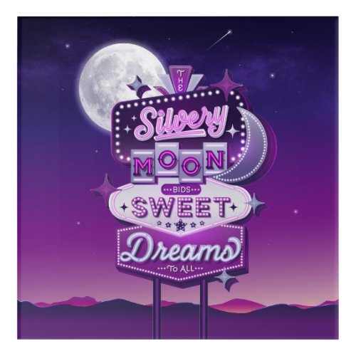 Silvery Moon Bids Sweet Dreams Acrylic Wall Art
