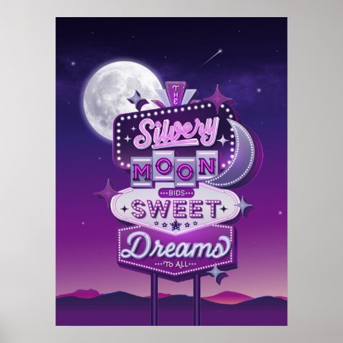 Silvery Moon Bids Sweet Dreams Poster 18x24