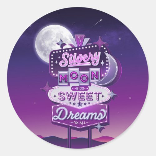 Silvery Moon Bids Sweet Dreams  Stickers