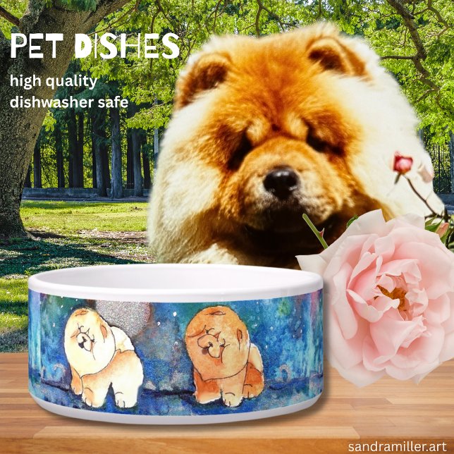 SILVERY MOON Chow dog watercolor Bowl (Creator Uploaded)