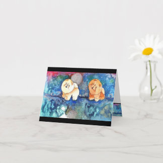 SILVERY MOON Chow dog watercolor Card