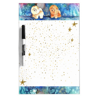 SILVERY MOON Chow dog watercolor Dry Erase Board