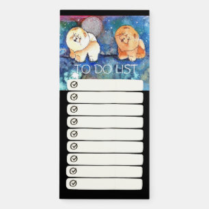 SILVERY MOON Chow dog watercolor Magnetic Notepad