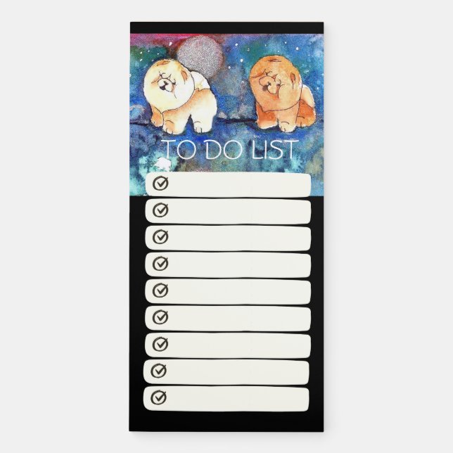 SILVERY MOON Chow dog watercolor Magnetic Notepad (Front)