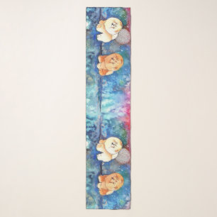 SILVERY MOON Chow dog watercolor Scarf