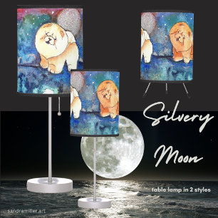 SILVERY MOON Chow dog watercolor Table Lamp