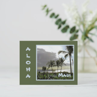 SILVERY MOONLIGHT & PALM TREES/MAUI POSTCARD