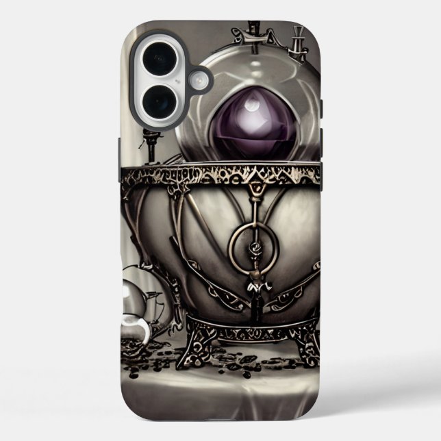 Silvery Ornate Cauldron with Purple Crystal Ball Case-Mate iPhone Case (Back)