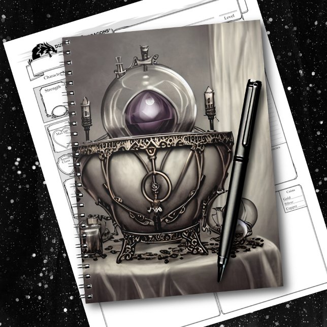 Silvery Ornate Cauldron with Purple Crystal Ball Notebook (Creator Uploaded)