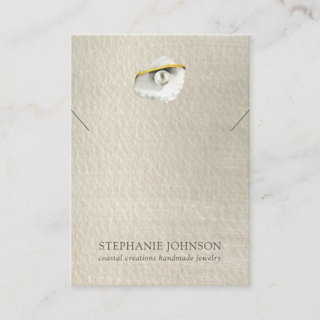 Silvery Pearl Seashell Necklace Display Card (Front)