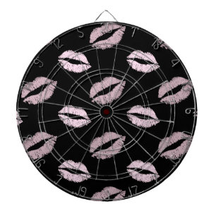 Silvery Pink Kisses Dart Board