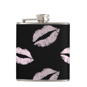 Silvery Pink Kisses Flask