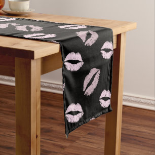 Silvery Pink Kisses Short Table Runner