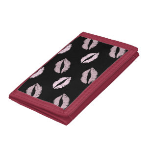 Silvery Pink Kisses Tri-fold Wallet