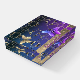 Silvery Roses Purple Gradient w/Name Paperweight